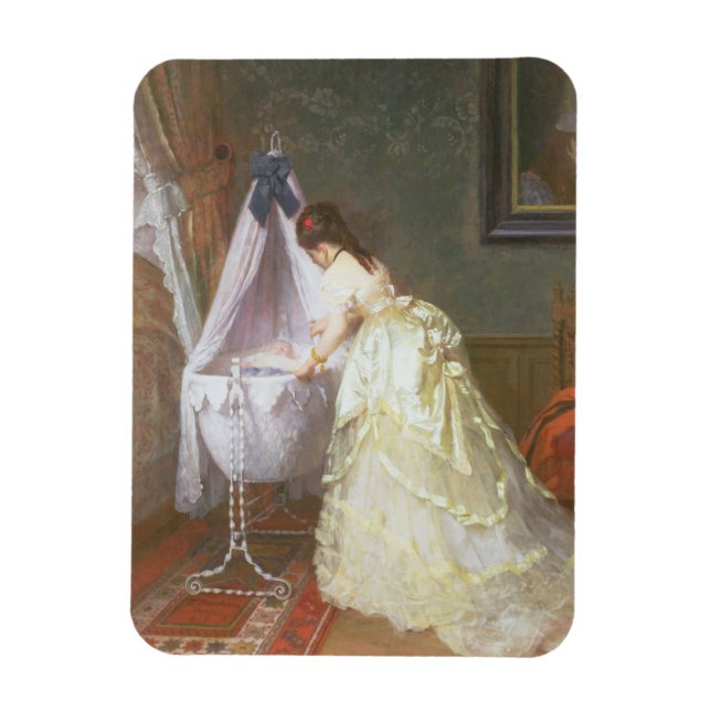 Mor och Baby, 1869 (olja på panelen) Magnet (Vertikal)