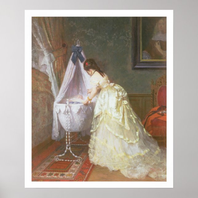 Mor och Baby, 1869 (olja på panelen) Poster (Framsidan)