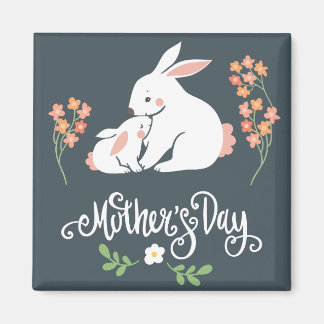 Mor och Baby Bunny Mors dag Magnet