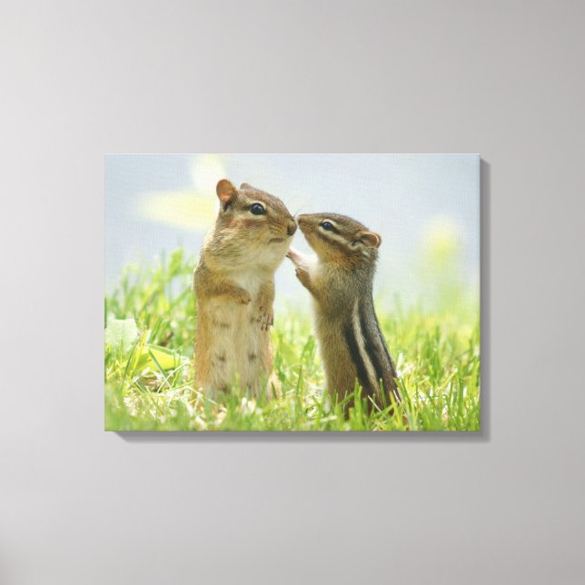 Mor och Baby Chipmunk Canvastryck (Framsida)
