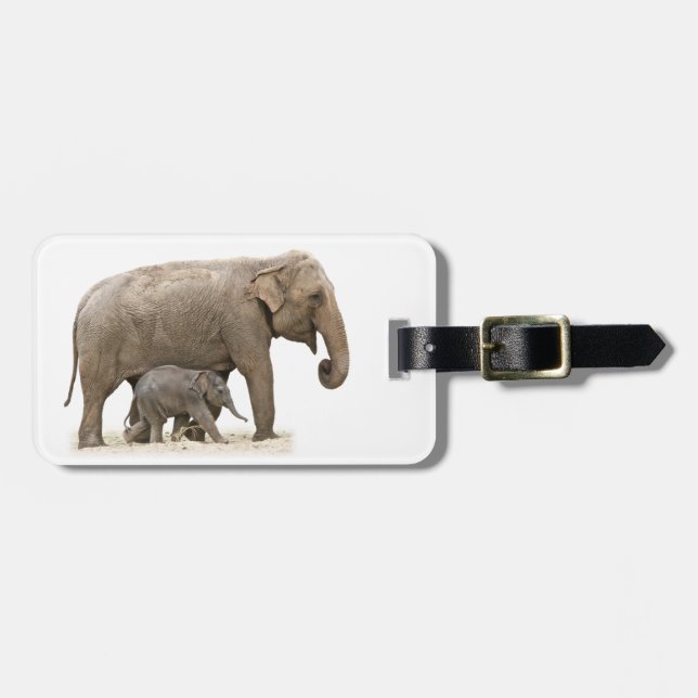 Mor och Baby Elephant Bagagebricka (Horisontell Framsida)