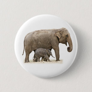 Mor och Baby Elephant Knapp