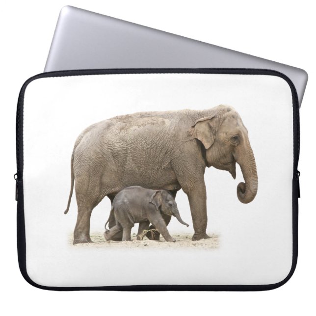 Mor och Baby Elephant Laptop Fodral (Framsidan)
