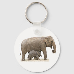 Mor och Baby Elephant Nyckelring