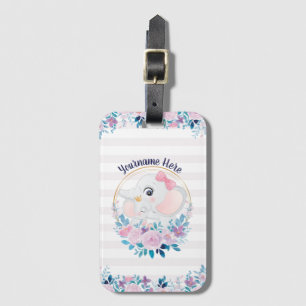 Mor och Baby Elephant Rosa Flower WAN Bagagebricka