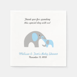 Mor och Baby Elephant Shower napkins BLUE GRÅTT Pappersservett