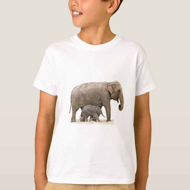 Mor och Baby Elephant T Shirt (Framsida)