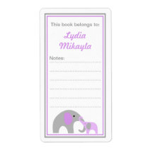 Mor och Baby Elephants Bookplate bok