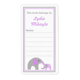 Mor och Baby Elephants Bookplate bok Fraktsedel
