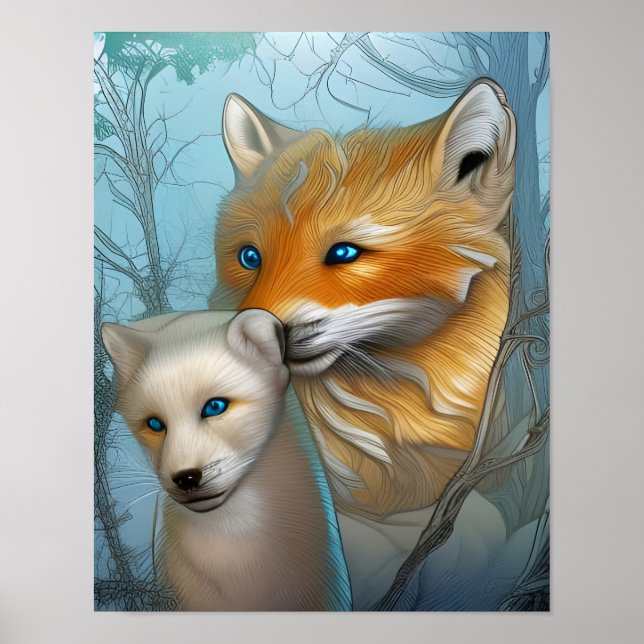 Mor och Baby Fox Poster (Framsidan)