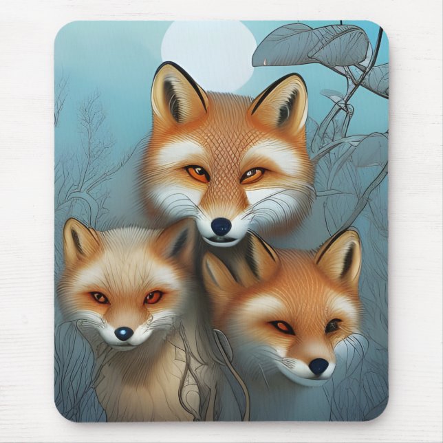 Mor och Baby Foxes Musmatta (Framsidan)