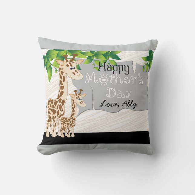 Mor och Baby Giraffe Mors dag Anpassningsbar Pillo Kudde (Framsida)