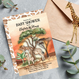 Mor och Baby Giraffe Safari Baby Shower Inbjudningar