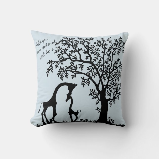 Mor och Baby Giraffe Silhouette Accent Pillow Kudde (Framsida)