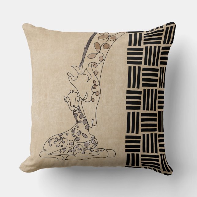 Mor och Baby Giraffe Snyggt Modern Kudde (Framsida)