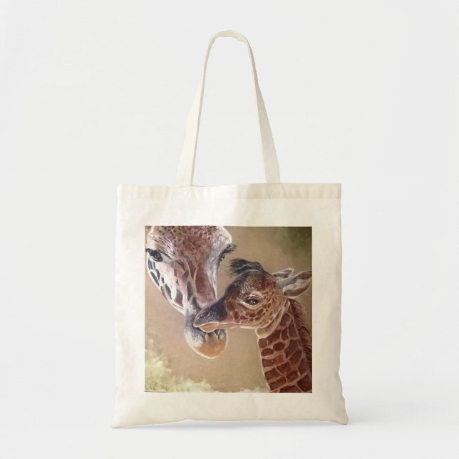Mor och Baby Giraffe Tygkasse (Framsidan)