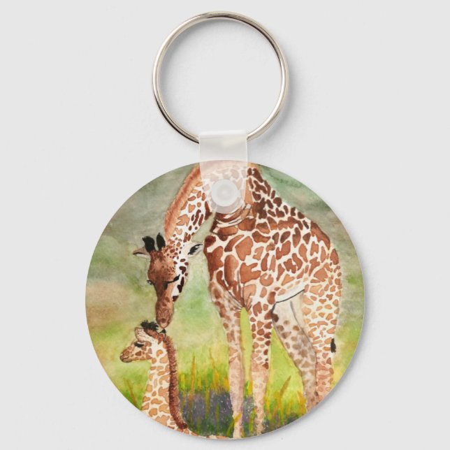 Mor och Baby Giraffes Nyckelring (Framsida)