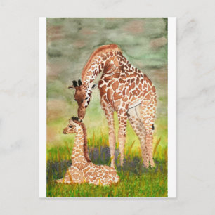 Mor och Baby Giraffes Vykort
