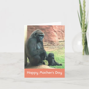Mor och Baby Gorilla Mors dag-kort Kort