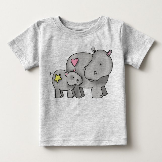 Mor och Baby Hippo T Shirt (Framsida)