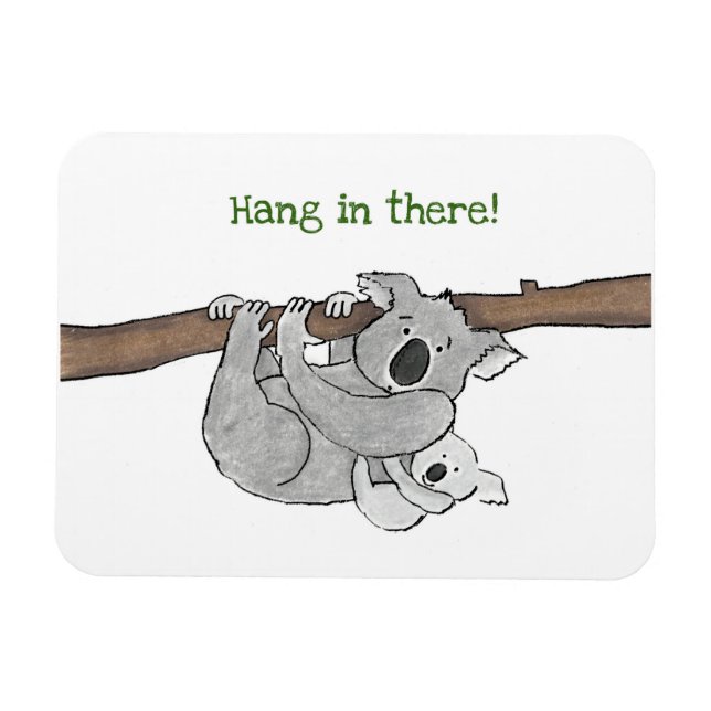 Mor och baby koala "häng in där" kylmagne magnet (Horisontell)