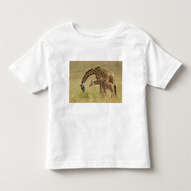 Mor och baby Masai Giraffe, Giraffa Tee (Framsida)