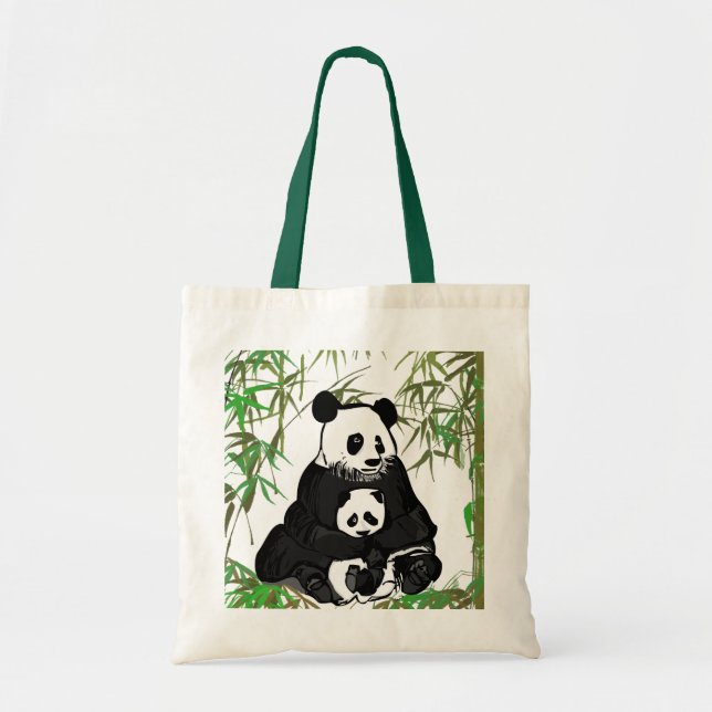 Mor och Baby Panda/Mamá y Bebé Panda Tygkasse (Framsidan)