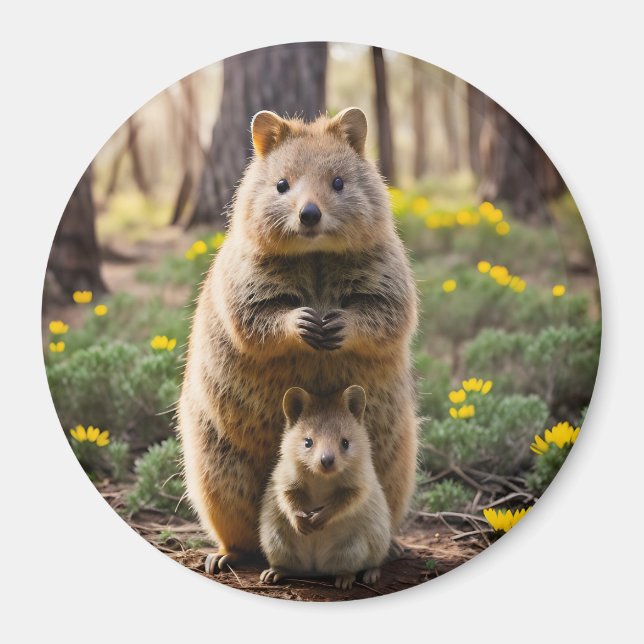 Mor och Baby Quokka, Fridge Magnet (Framsidan)