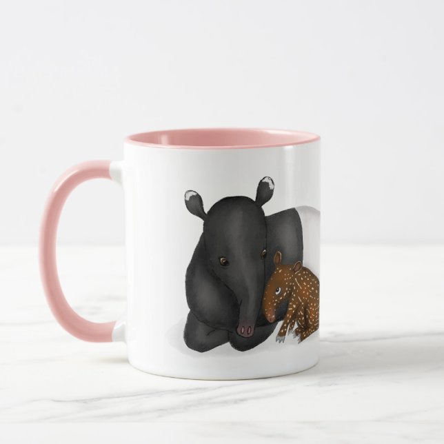 Mor och baby tapir "Bästa morsa någonsin" mugg (Vänster)