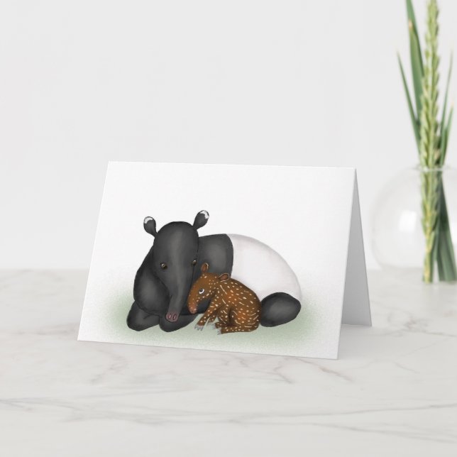 Mor och baby tapir-kort kort (Framsida)