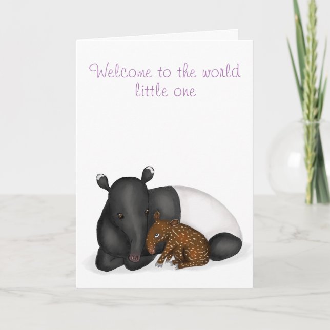 Mor och baby tapir nyfödd bebis-kort kort (Framsida)