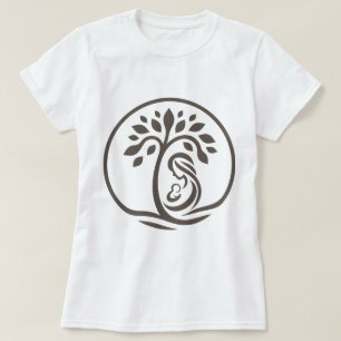 Mor och Baby Träd Khaki Silhouette Birth, Gift T Shirt