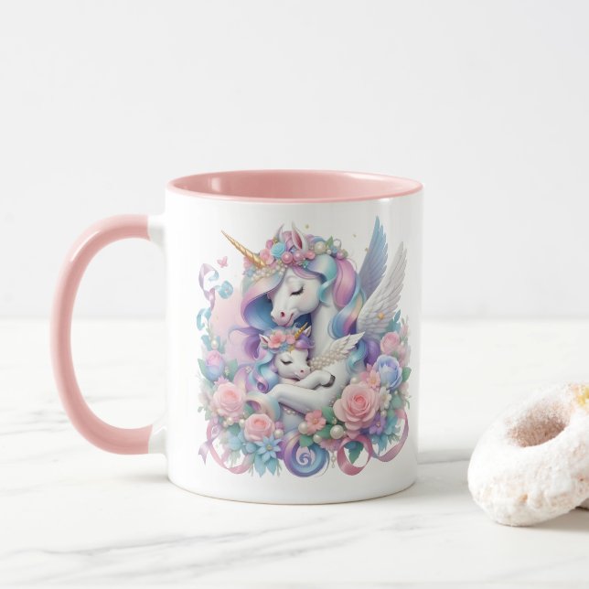 Mor och Baby Unicorn Mugg (Med munk)