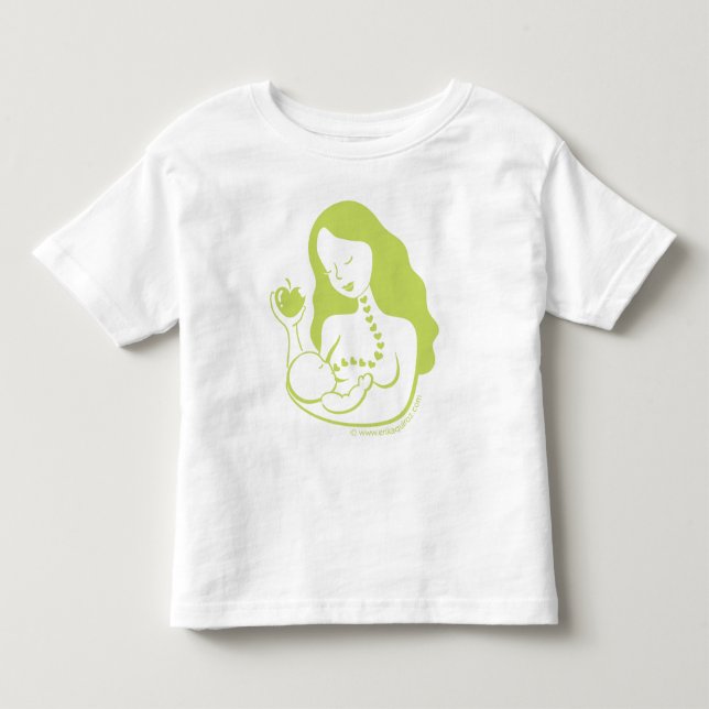 Mor- och babyamning i grönt t-shirt (Framsida)