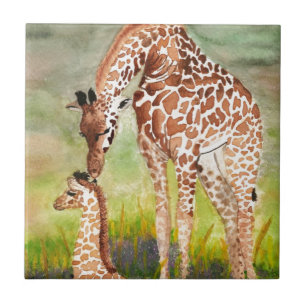 Mor- och babygiraff kakelplatta