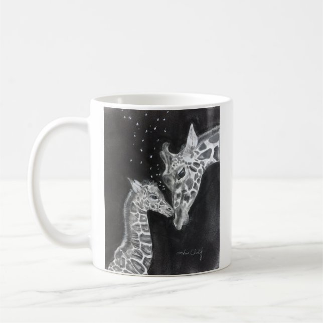 Mor- och babygiraffmugg kaffemugg (Vänster)