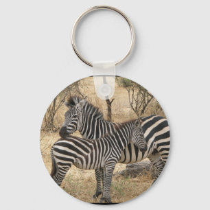 Mor- och babysebra Keychain Nyckelring