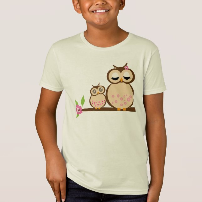 Mor- och babyuggla tee shirt (Framsida)