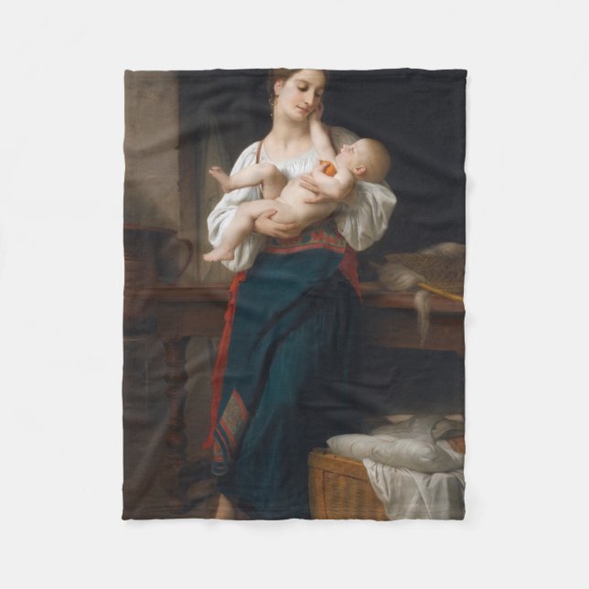 Mor och barn (av Bouguereau) Fleecefilt (Framsidan)