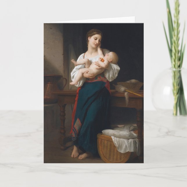 Mor och barn (av Bouguereau) Kort (Framsida)