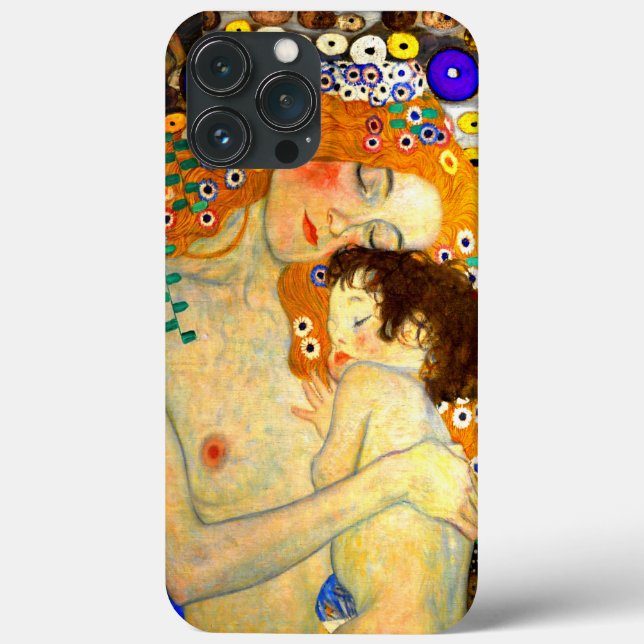 Mor och barn av Gustav Klimt Art nouveau (Baksida)