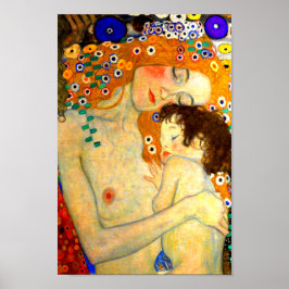 Mor och barn av Gustav Klimt Art nouveau Poster