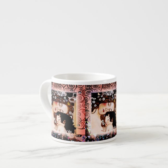 Mor och barn av Gustav Klimt Collage Espressomugg (Framsida vänster)