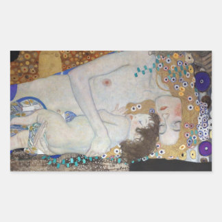 Mor och barn av Gustav Klimt Rektangulärt Klistermärke