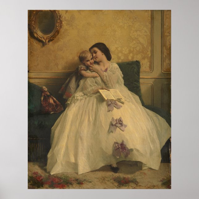 Mor och barn av Gustave Leonard de Jonghe Poster (Framsidan)