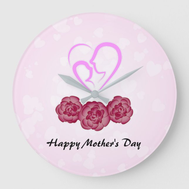 Mor och barn Carnation Mors dag Stor Klocka (Framsida)