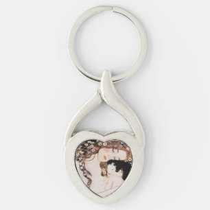 Mor och barn Gustav Klimt Twisted Heart Silverfärgad Nyckelring