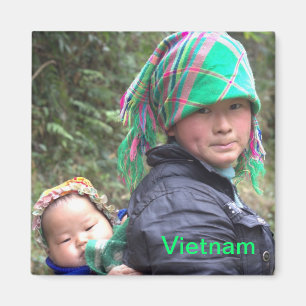 Mor och barn i Sapa Vietnam Magnet