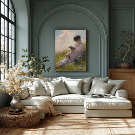 Mor och barn i solbelyst äng – Impressionistisk Poster