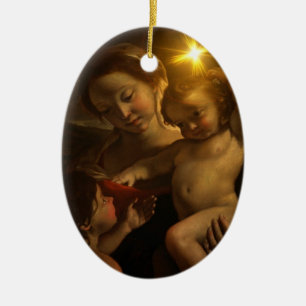 Mor och barn julgransprydnad keramik